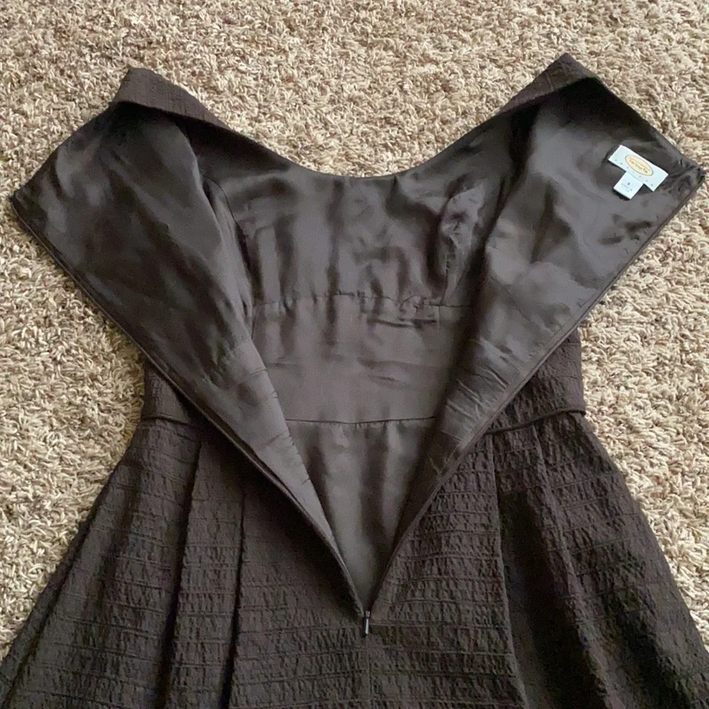 Talbots Petites chocolate textured cap sleeve dress - Picture 8 of 10